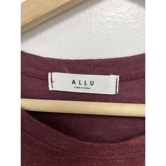 ALLU Women Short Sleeve Korea made linen Blend T-shirt brown Size M A001923 - Picture 4 of 5